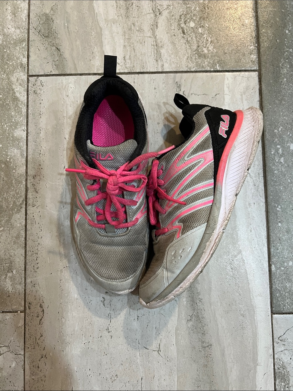 Fila Gray and Pink Women's Athletic Sneakers